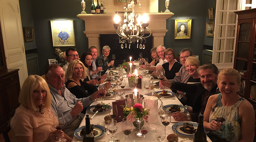 The 2018 May Grand Tour enjoying First Growths at the Farewell dinner at Chateau Coulon Laurensac