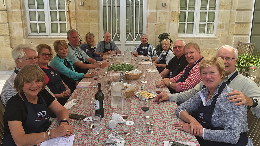 A lunch on the patio of Chateau Coulon Laurensac on the 2017 October Grand Cru Harvest Tour is an extraordinary experience