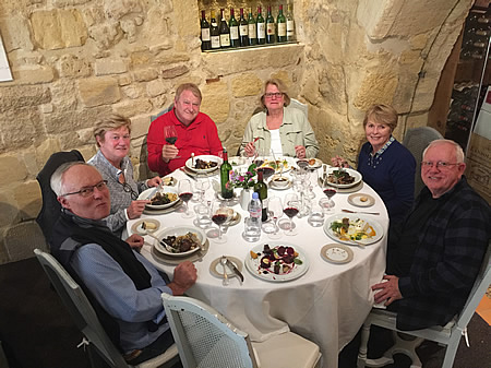 The 2017 October Grand Cru Harvest Tour in Saint Emilion enjoying a lovely lunch 