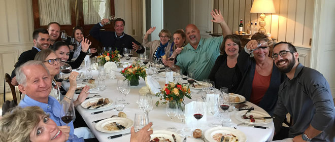 The 2017 September Grand Cru Harvest Tour enjoying yet another private Chateau Lunch