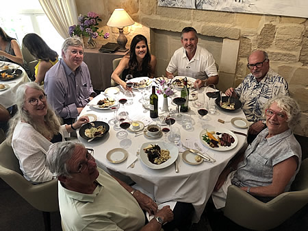 The 2018 June II Bordeaux Grand Cru Tour enjoying a lovely lunch in Saint Emilion