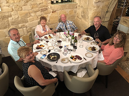 The 2018 June II Bordeaux Grand Cru Tour savoring a lovely lunch in Saint Emilion