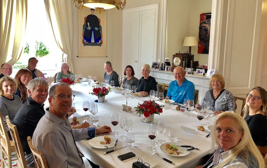 The 2018 Bordeaux Grand Cru Harvest Tour III enjoying yet another private Chateau Lunch