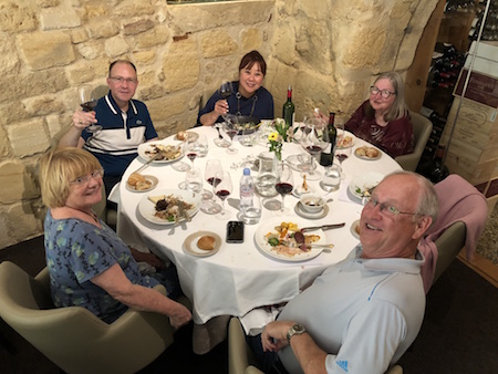 The 2018 Bordeaux Grand Cru Harvest Tour III savoring an exquisite lunch in Saint Emilion