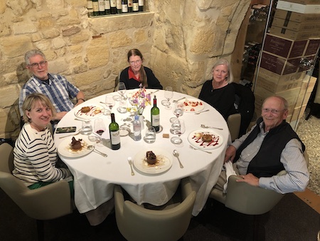 The 2019 May Grand Tour savoring a lovely lunch in Saint Emilion