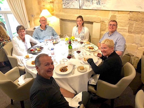 The 2019 June Grand Cru Tour 2 enjoying a lovely lunch in Saint Emilion