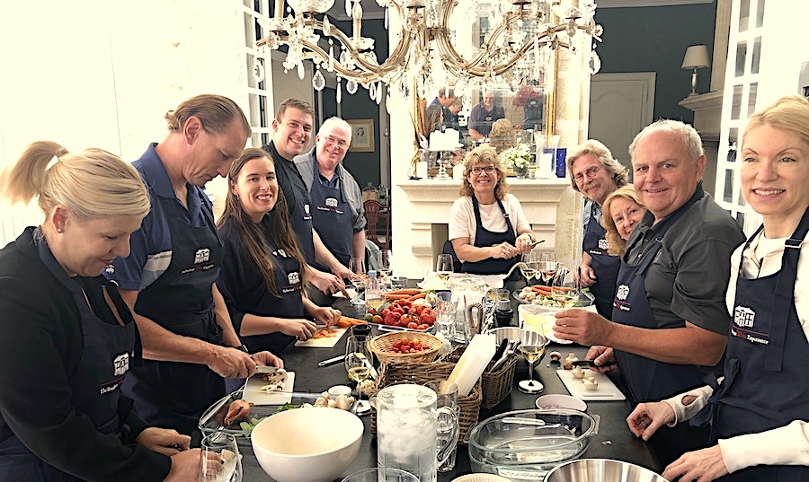 Cooking class in the kitchen of Chateau Coulon Laurensac on the 2019 Bordeaux Grand Cru Harvest Tour I is an unforgettable experience
