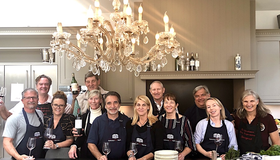 Cooking class in the kitchen of Chateau Coulon Laurensac on the 2019 Bordeaux Grand Cru Harvest Tour 2 is great fun!