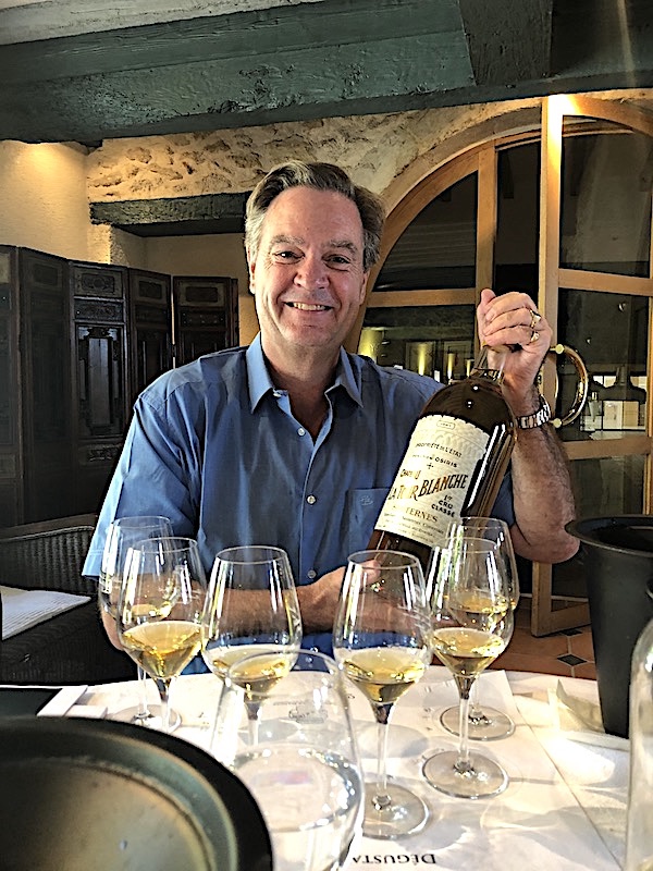 Ronald tasting Chateau La Tour Blanche