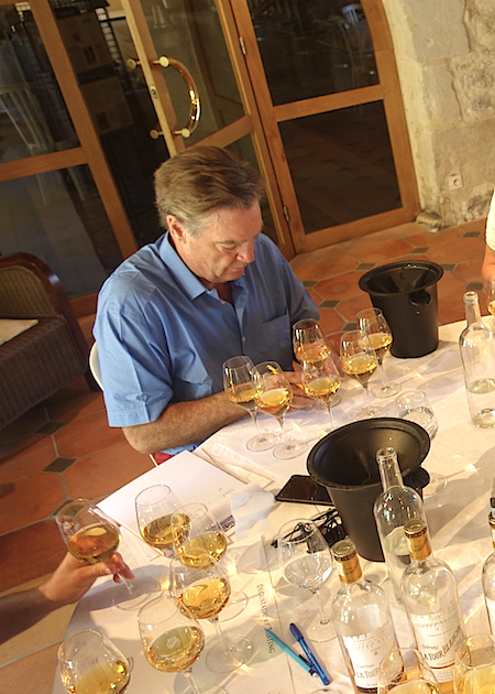 Ronald concentration on tasting La Tour Blanche