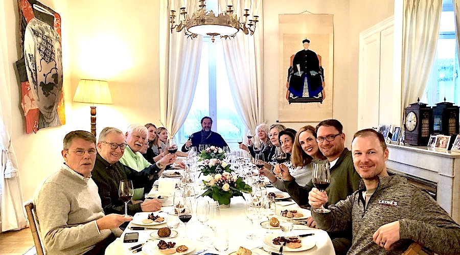 The 2021 November Bordeaux Grand Cru Tour indulging in a private Chateau Lunch