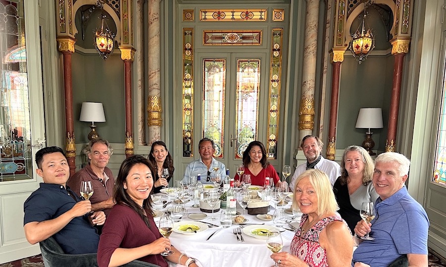 The May 2022 Grand Tour of Bordeaux enjoying a lovely lunch in Saint Emilion