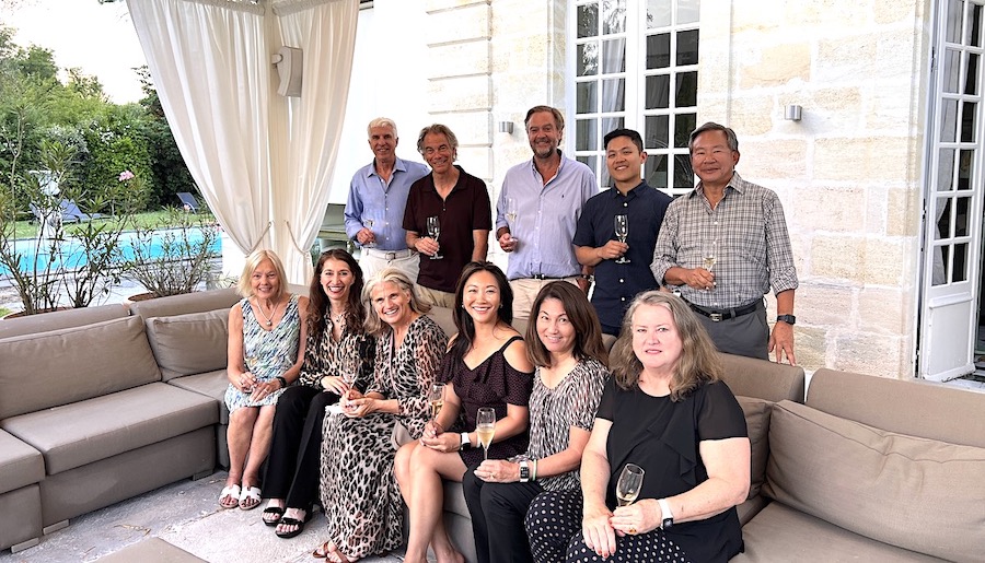 The May 2022 Grand Tour of Bordeaux enjoying Champagne before the Farewell dinner at Chateau Coulon Laurensac