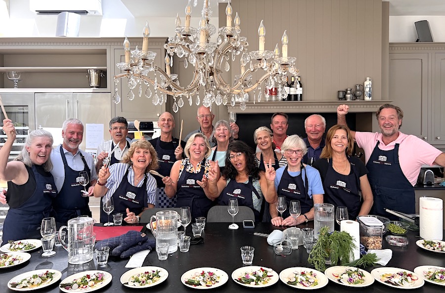Great fun in the kitchen of Chateau Coulon Laurensac on the Bordeaux Grand Cru Tour I June 2022