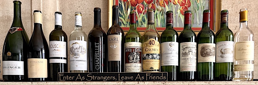Wines tasted on the Bordeaux Grand Cru Tour I June 2022 at the Farewell dinner at Chateau Coulon Laurensac