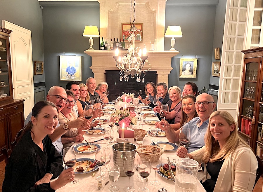 The Bordeaux Grand Cru Tour II June 2022 tasting First Growths at the Farewell dinner at Chateau Coulon Laurensac