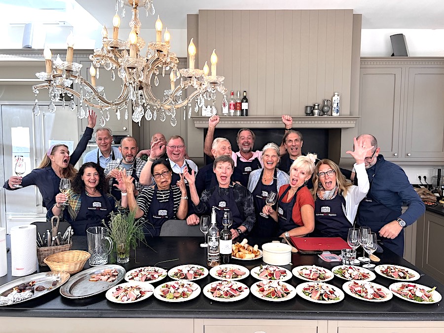 Great fun in the kitchen of Chateau Coulon Laurensac on the Bordeaux Grand Cru Harvest Tour I I September 2022