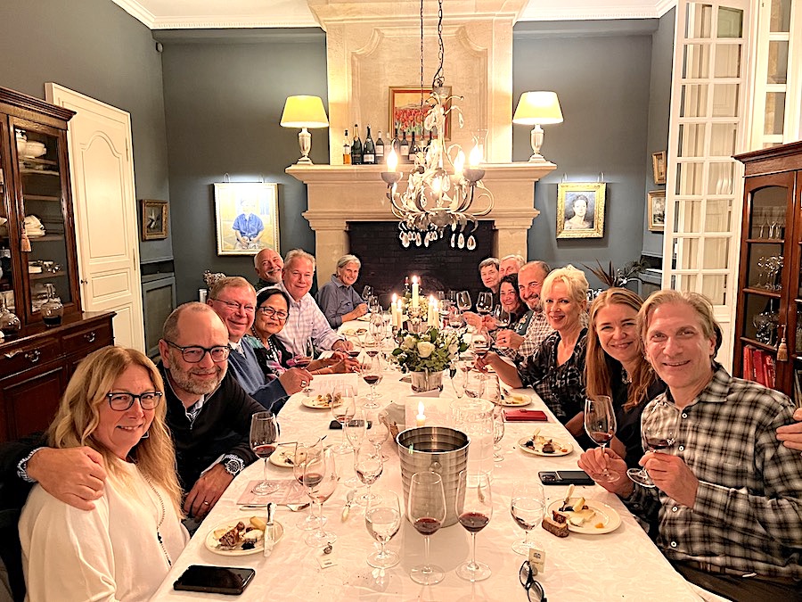 The Bordeaux Grand Cru Harvest Tour I I September 2022 tasting First Growths at the Farewell dinner at Chateau Coulon Laurensac