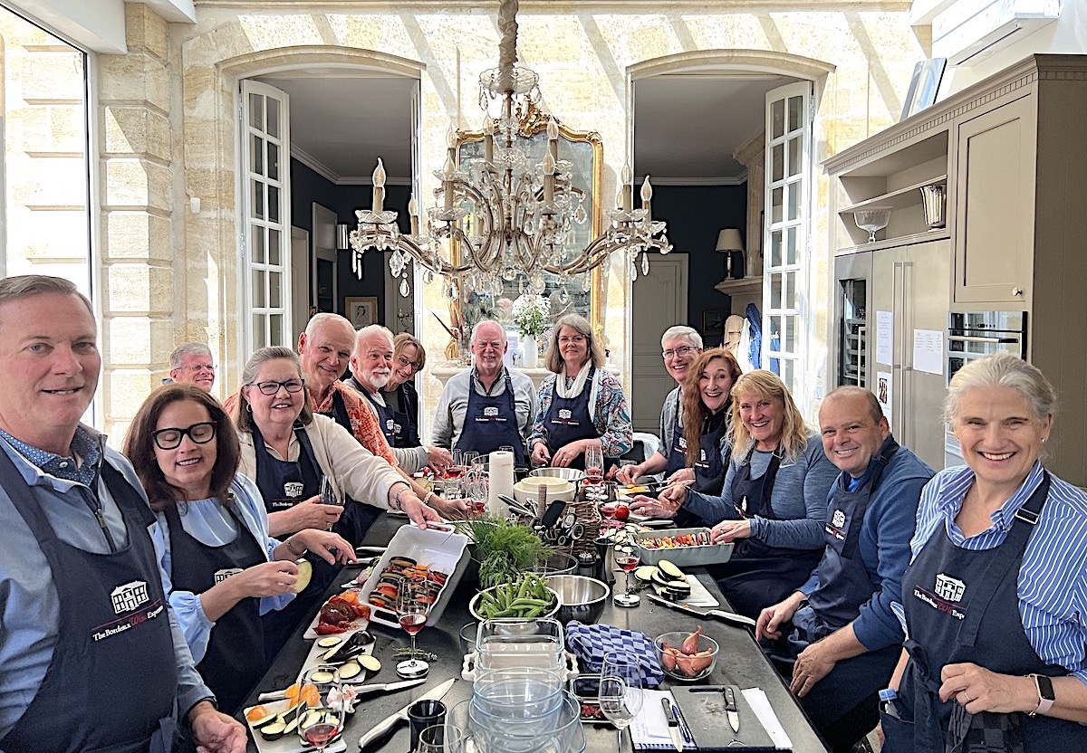 Great fun in the kitchen of Chateau Coulon Laurensac on the Bordeaux Grand Cru Tour I, May 2023