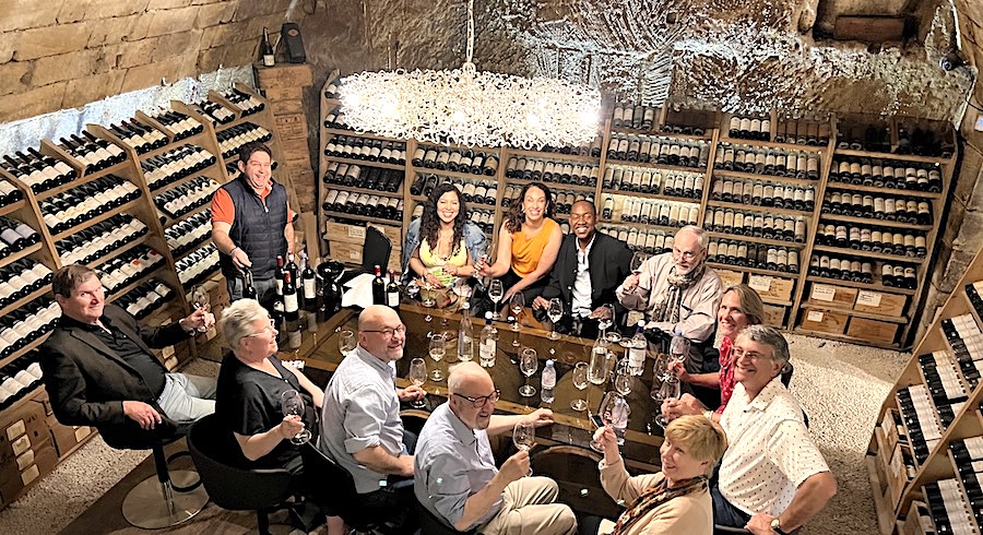 The Bordeaux Grand Cru Tour II, May 2023 tasting in an underground cellar in Saint Emilion