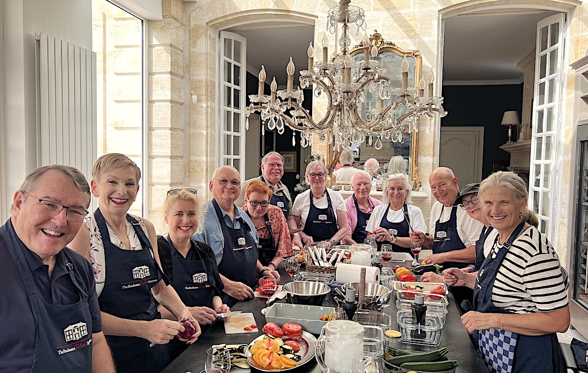 Great fun in the kitchen of Chateau Coulon Laurensac on the 2023 Bordeaux Grand Cru Harvest Tour I 