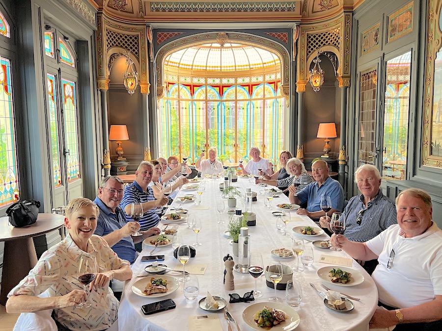 The 2023 Bordeaux Grand Cru Harvest Tour I at First Growth Chateau Margaux enjoying a chateau lunch in Saint Emilion