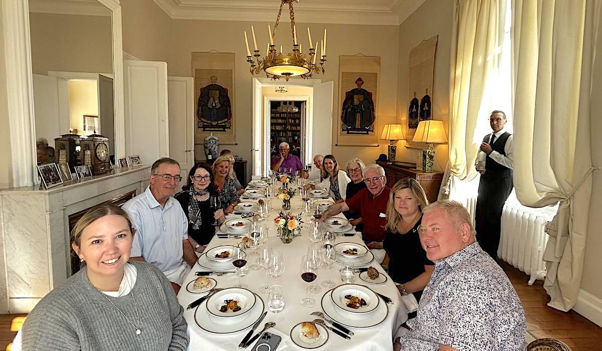 The 2023 Bordeaux Grand Cru Harvest Tour III enjoying yet another private Chateau Lunch